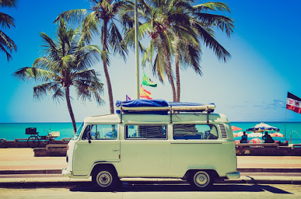 A car under the sunny sky